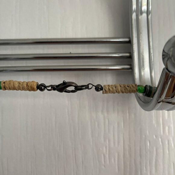 16" Handmade Beaded Necklace with Glass Pendant - Picture 5 of 5